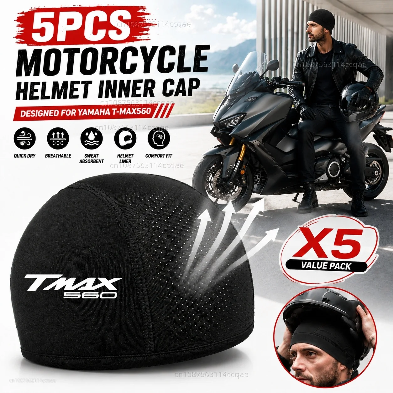 5pcs Motorcycle Helmet Inner Cap Hat Quick Dry Breathable Hat Racing Cap X5 For YAMAHA T-MAX TMAX 560 T max 560 T-Max560 TMAX560
5pcs Motorcycle Helmet Inner Cap Hat Quick Dry Breathable Hat Racing Cap X5 For YAMAHA T-MAX TMAX 560 T max 560 T-Max560 TMAX560