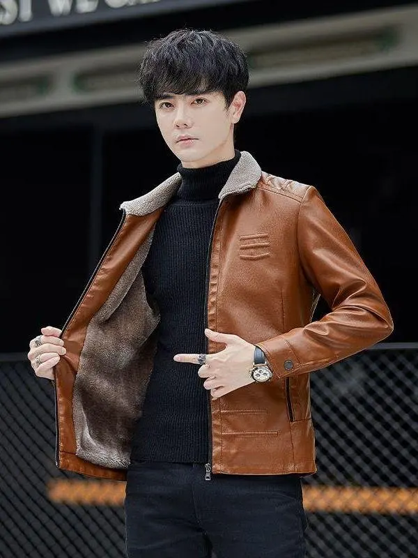 Модная мужская байкерская куртка из утолщенной искусственной кожи с меховым воротником-клапаном, зимняя, повседневная, приталенная, с длинными рукавами, на молнии
Модная мужская байкерская куртка из утолщенной искусственной кожи с меховым воротником-клапаном, зимняя, повседневная, приталенная, с длинными рукавами, на молнии