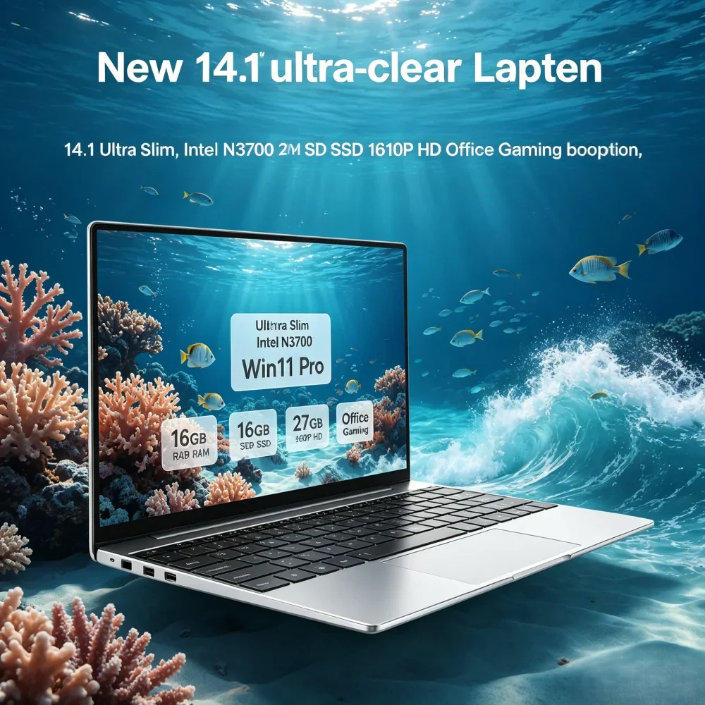 14.1 Inch Ultra Slim Laptop Intel N3700 Windows 11 Pro 16GB RAM 2TB SSD 1080P HD Business Game Laptop
14.1 Inch Ultra Slim Laptop Intel N3700 Windows 11 Pro 16GB RAM 2TB SSD 1080P HD Business Game Laptop