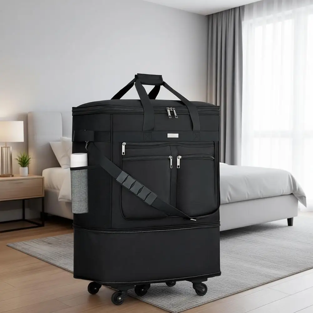 Collapsible Rolling Luggage Bag, Lightweight Large Suitcase without Extendable Handle, Black
Collapsible Rolling Luggage Bag, Lightweight Large Suitcase without Extendable Handle, Black
