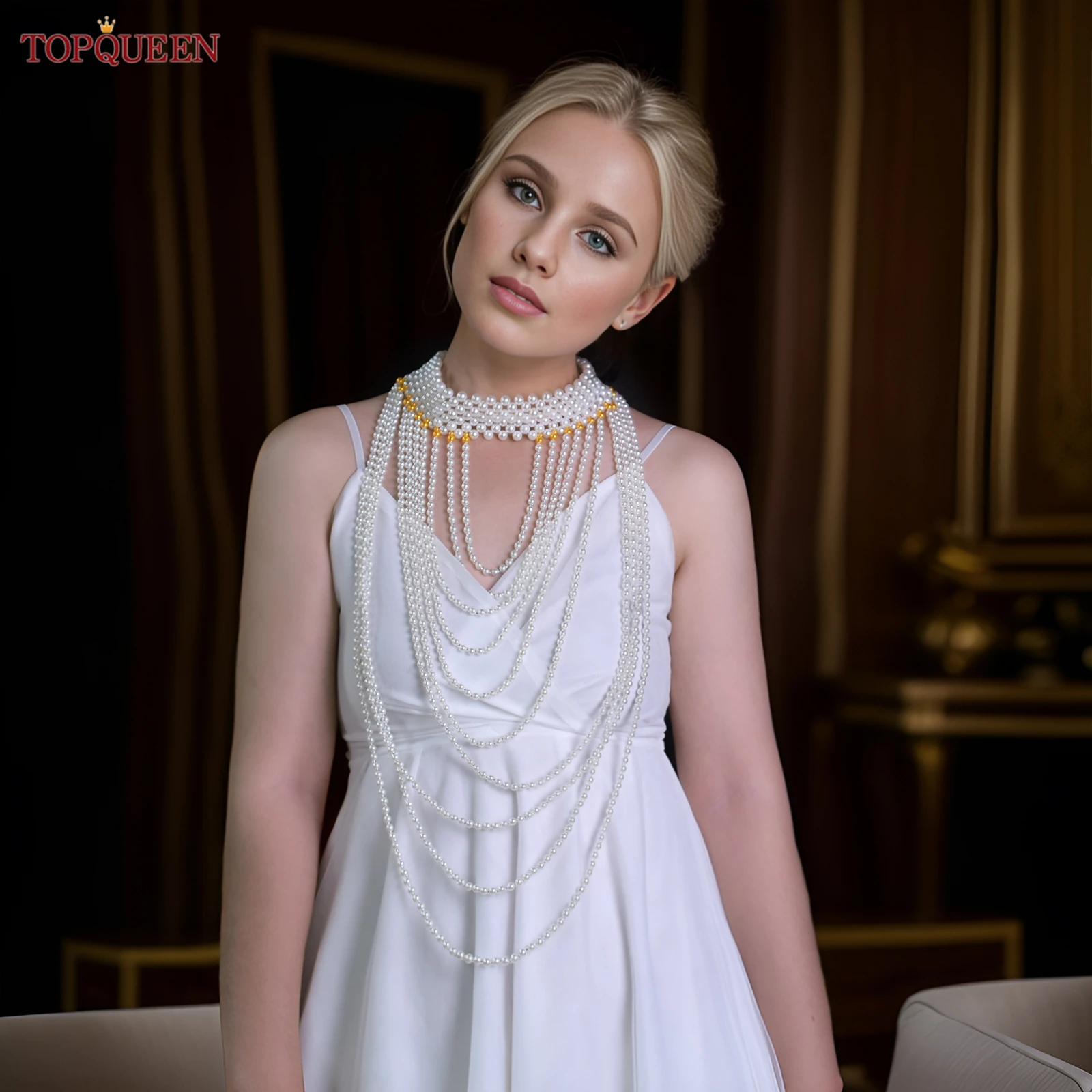 TOPQUEEN Luxury Bridal Pearl Chain Shawl Sexy Body Chain Removable Elegant Woman Clothes For Weddings DIY VG102
TOPQUEEN Luxury Bridal Pearl Chain Shawl Sexy Body Chain Removable Elegant Woman Clothes For Weddings DIY VG102