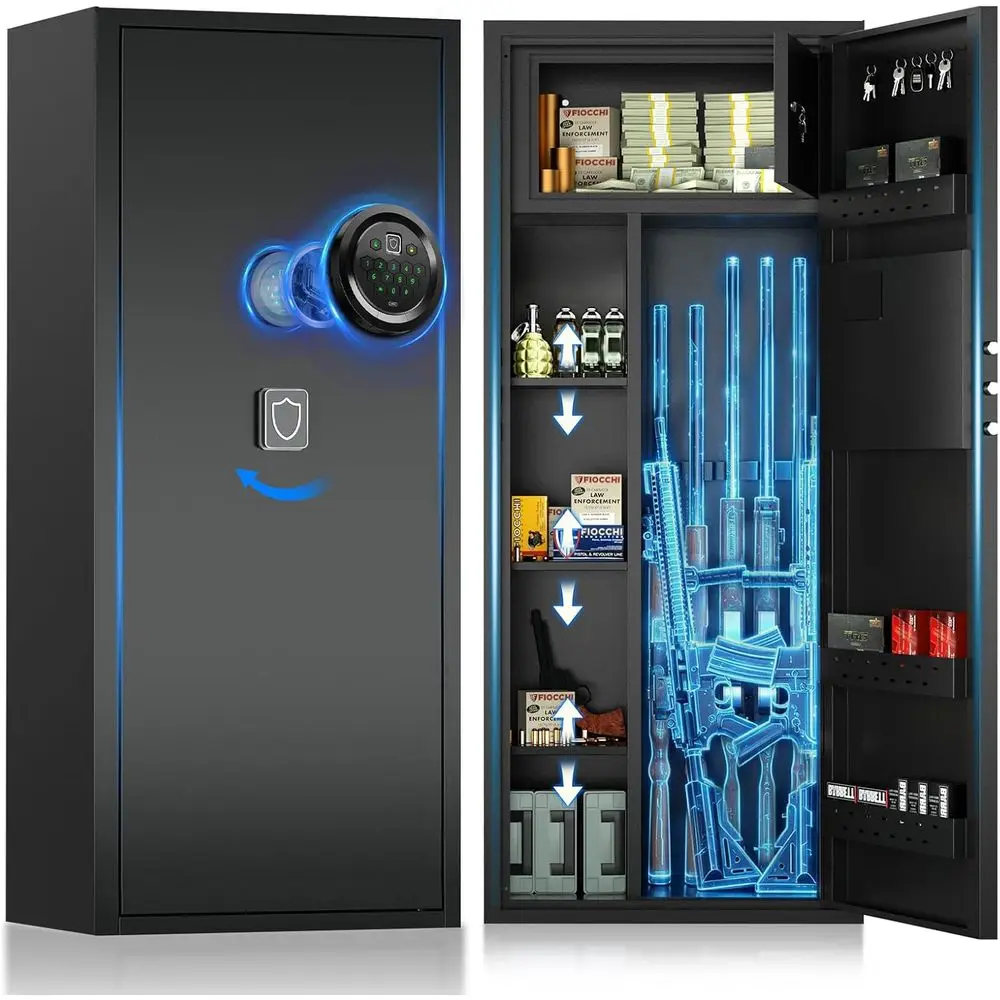 12-16 Large Gun Safe Cabinet for Rifles Pistols Shotguns Home Storage with Adjustable Shelves Separate Lockbox Quick Access Design
12-16 Large Gun Safe Cabinet for Rifles Pistols Shotguns Home Storage with Adjustable Shelves Separate Lockbox Quick Access Design
