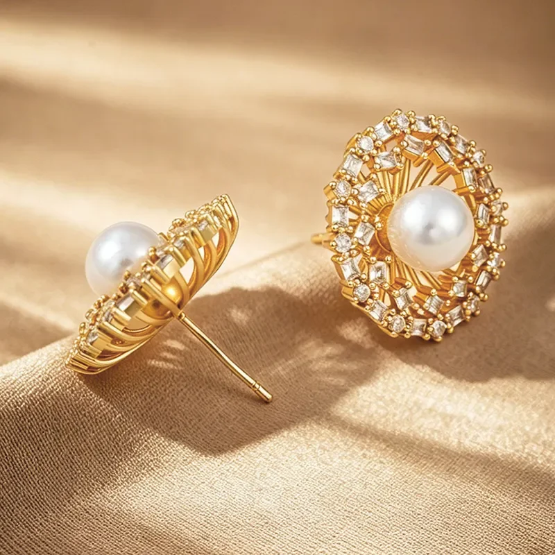 2026 Zircon Pearl Round Stud Earrings Literary Style Fashion Flower Pearl Stud Earrings Exquisite High Temperament Earrings
2026 Zircon Pearl Round Stud Earrings Literary Style Fashion Flower Pearl Stud Earrings Exquisite High Temperament Earrings