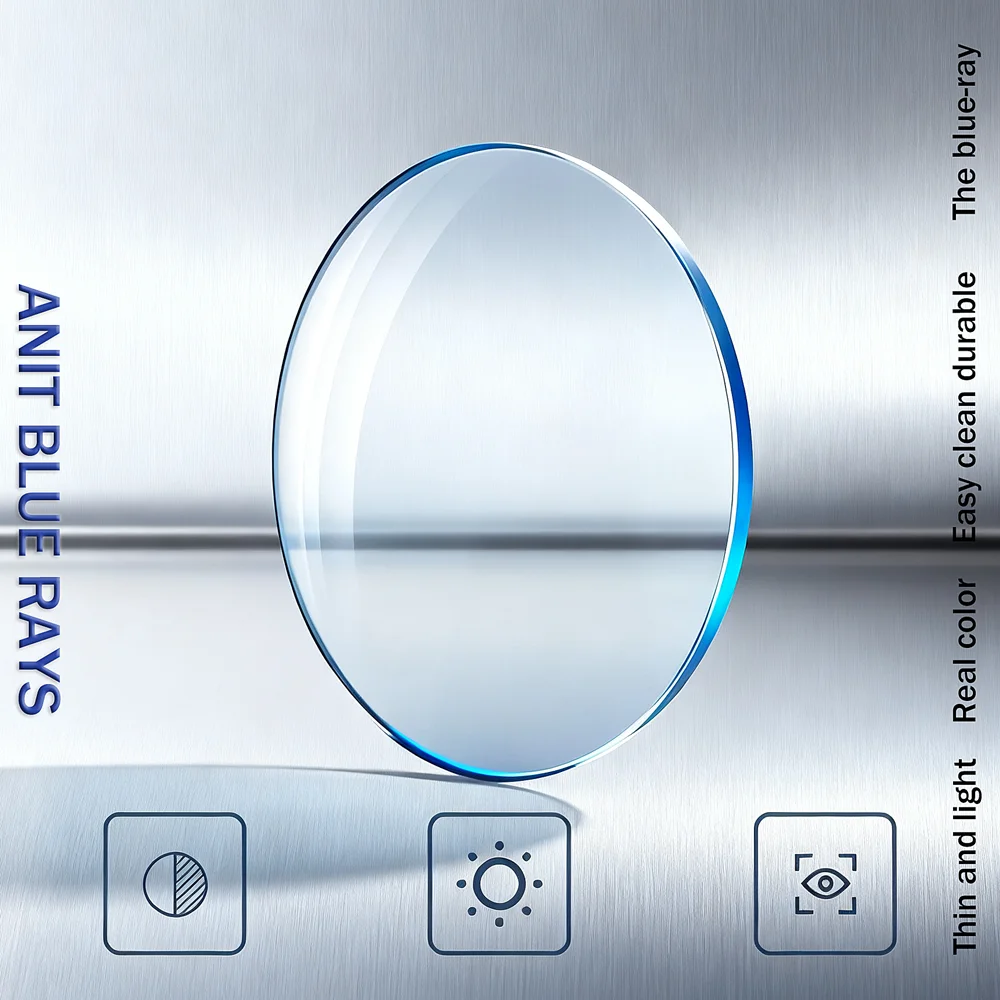 RX Glasses Prescription Anti Blue Ray Lens 1.56 1.61 1.67 (+12.00~-12.00) Hyperopia Myopia Presbyopia Optical Blue Light Lenses
RX Glasses Prescription Anti Blue Ray Lens 1.56 1.61 1.67 (+12.00~-12.00) Hyperopia Myopia Presbyopia Optical Blue Light Lenses
