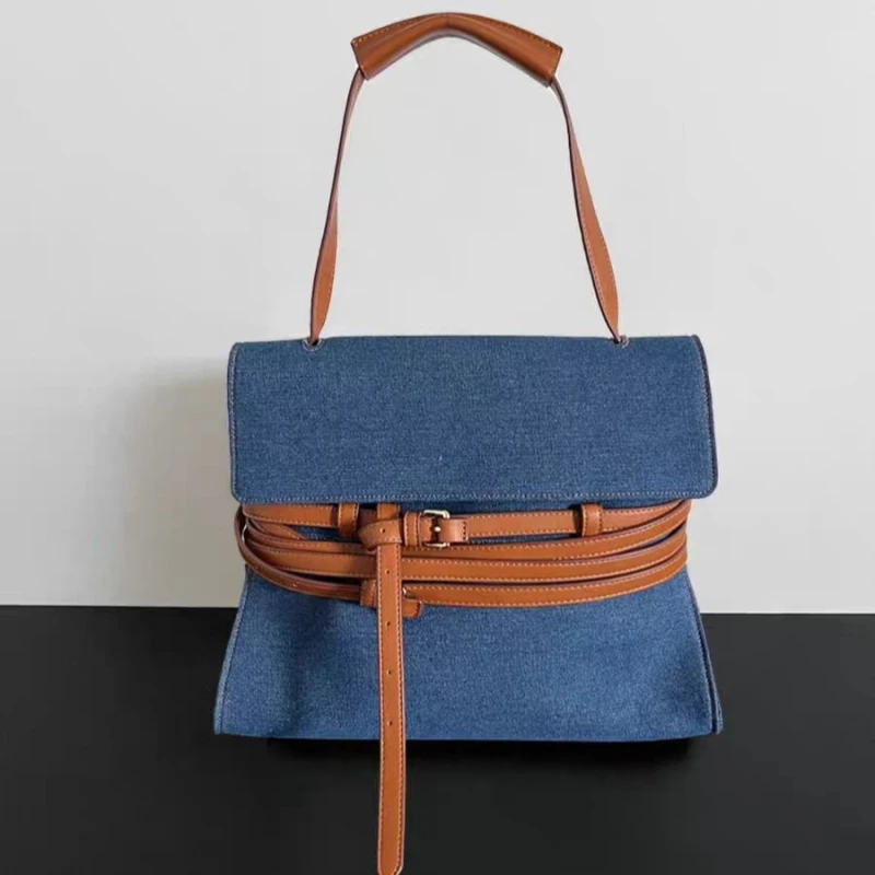 Belt Strap Design Women Vintage Denim Blue Shoulder Bag Trend Frosted Faux Suede Brown Crossbody Bag Female Commuter Armpit Bag
Belt Strap Design Women Vintage Denim Blue Shoulder Bag Trend Frosted Faux Suede Brown Crossbody Bag Female Commuter Armpit Bag