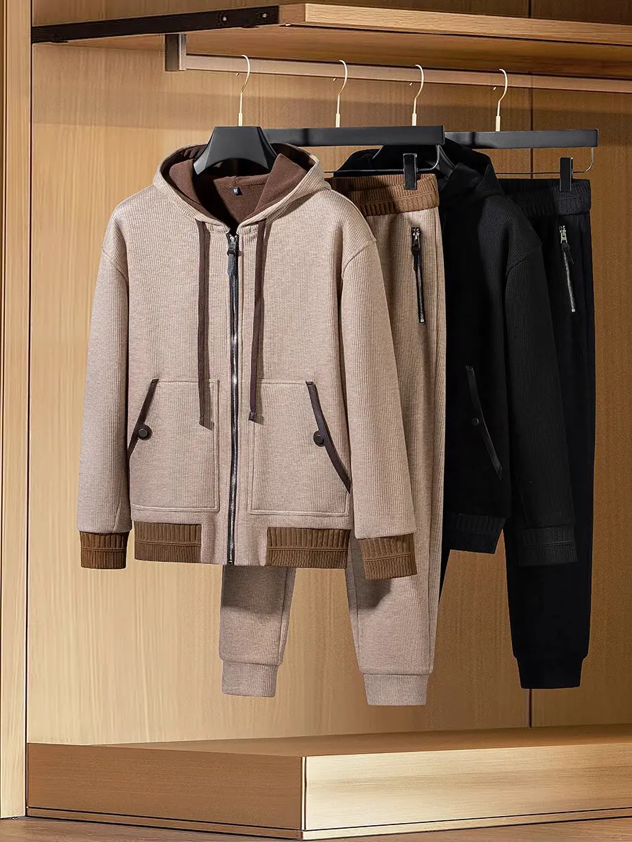 Winter high-end light luxury warm woolen plus fleece thickened two-piece men's hoodie cardigan leisure sports suit men
Winter high-end light luxury warm woolen plus fleece thickened two-piece men's hoodie cardigan leisure sports suit men