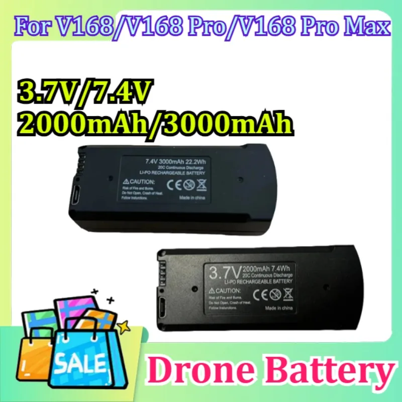 3.7V/7.4V 2000mAh/3000mAh Drone Battery for V168/V168 Pro/V168 Pro Max Spare Battery Drone Parts Accessories
3.7V/7.4V 2000mAh/3000mAh Drone Battery for V168/V168 Pro/V168 Pro Max Spare Battery Drone Parts Accessories