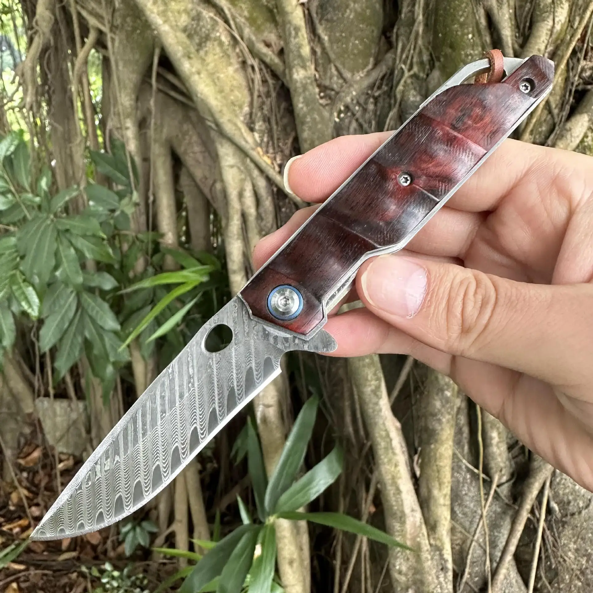 Damascus Steel VG10 Outdoor Folding Knife Sandalwood Handle with Built in Ball Bearings for Smooth Opening and Closing
Damascus Steel VG10 Outdoor Folding Knife Sandalwood Handle with Built in Ball Bearings for Smooth Opening and Closing