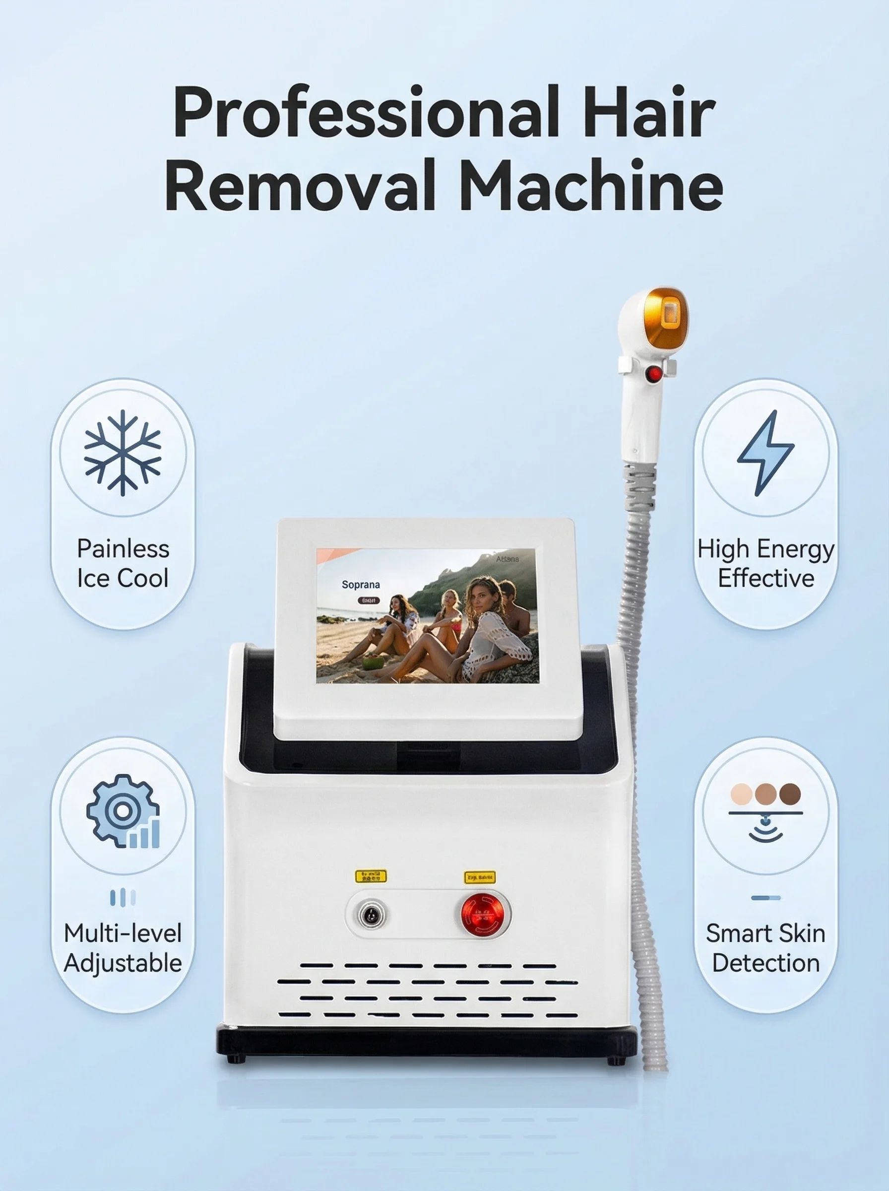 Professional diode laser hair removal machine 808nm 755nm emerald 3-wavelength portable ice titanium hair removal
Professional diode laser hair removal machine 808nm 755nm emerald 3-wavelength portable ice titanium hair removal
