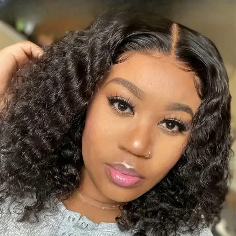 Lace Frontal Wig Deep Wave Bob Wig 12 Inch Brazilian Curly Human Hair Wigs 4x4 Transparent Lace Front Wig Pre Plucked 
Lace Frontal Wig Deep Wave Bob Wig 12 Inch Brazilian Curly Human Hair Wigs 4x4 Transparent Lace Front Wig Pre Plucked