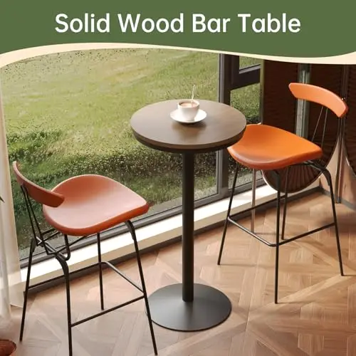 Round Solid Wood Bar Table 42 Inch With Robust Metal Pedestal Base For Kitchen, Dining, Bistro And Home Use
Round Solid Wood Bar Table 42 Inch With Robust Metal Pedestal Base For Kitchen, Dining, Bistro And Home Use