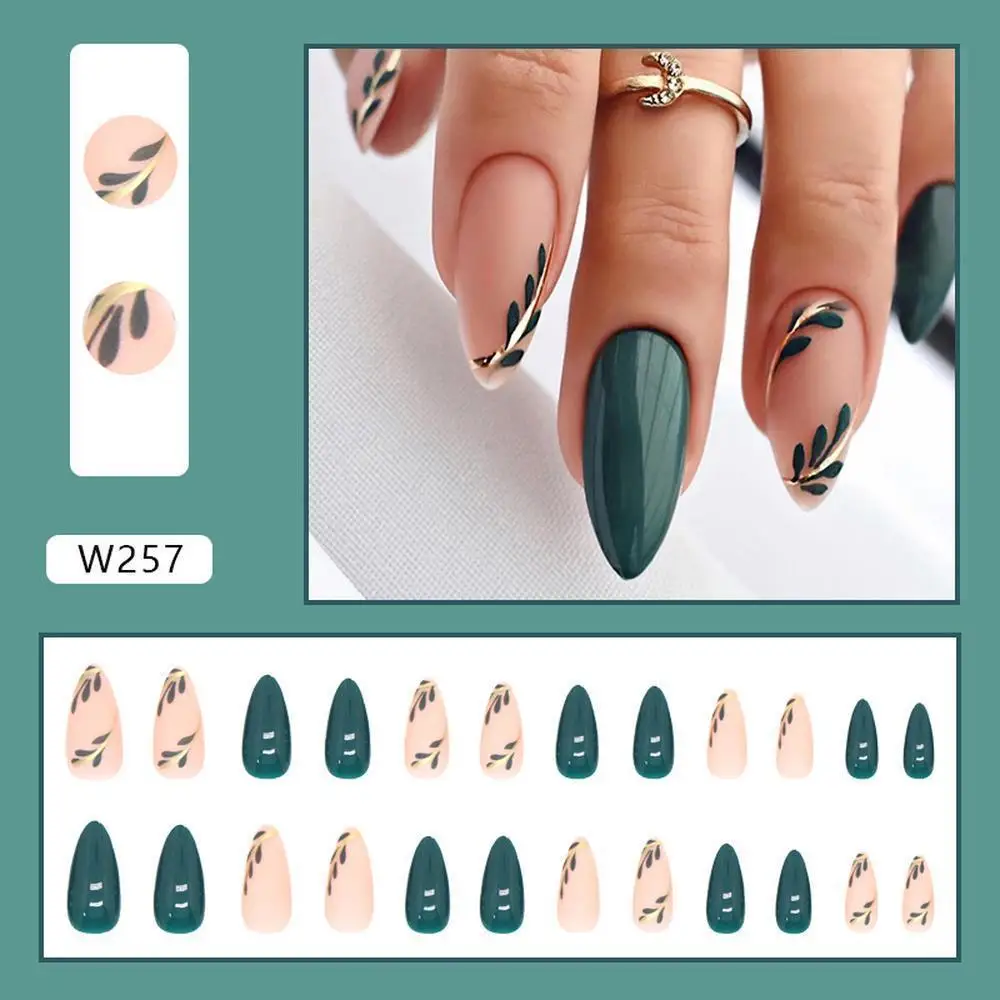 Bright Frosted Two-tone Manicure Cool And Minimalist leaf-inspired Wearable Nails in Dark Green For a Sweet Yet Edgy INS-style
Bright Frosted Two-tone Manicure Cool And Minimalist leaf-inspired Wearable Nails in Dark Green For a Sweet Yet Edgy INS-style
