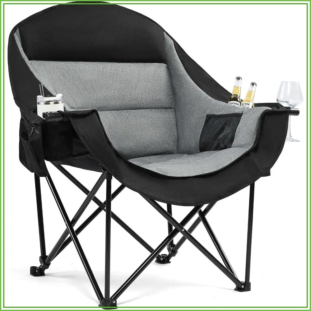 Heavy Duty Oversized Camping Chair for Adults - Padded Folding Lawn Chair with Cup Holder and Cooler Pocket, Supports 500lbs
Heavy Duty Oversized Camping Chair for Adults - Padded Folding Lawn Chair with Cup Holder and Cooler Pocket, Supports 500lbs