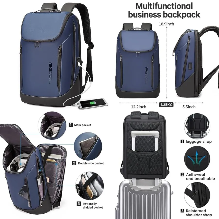 Business Smart Backpack Waterproof fit 15.6 Inch Laptop Backpack with USB Charging Port, Travel Durable Backpack
Business Smart Backpack Waterproof fit 15.6 Inch Laptop Backpack with USB Charging Port, Travel Durable Backpack