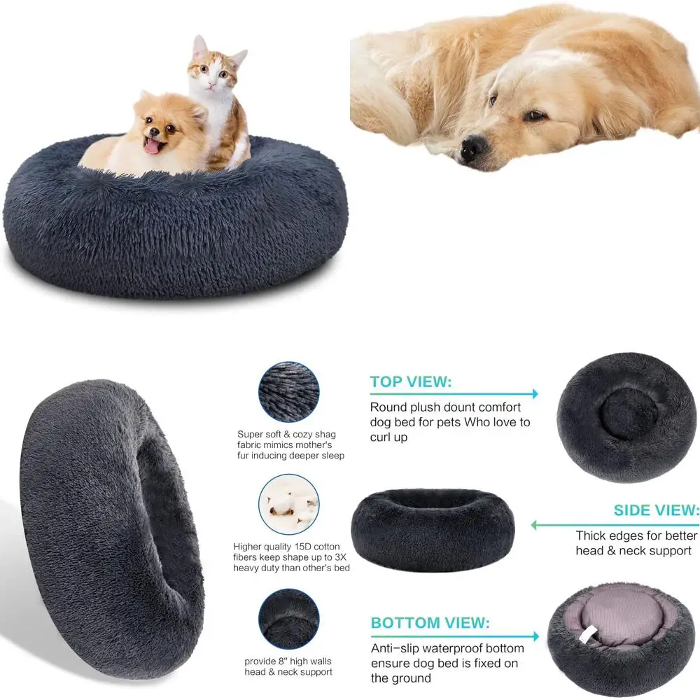 Cozy Plush Donut Dog Bed for Anxiety Relief, Suitable for Small to X-Large Dogs, Washable Faux Fur Cuddler Bed, Available in Mul
Cozy Plush Donut Dog Bed for Anxiety Relief, Suitable for Small to X-Large Dogs, Washable Faux Fur Cuddler Bed, Available in Mul
