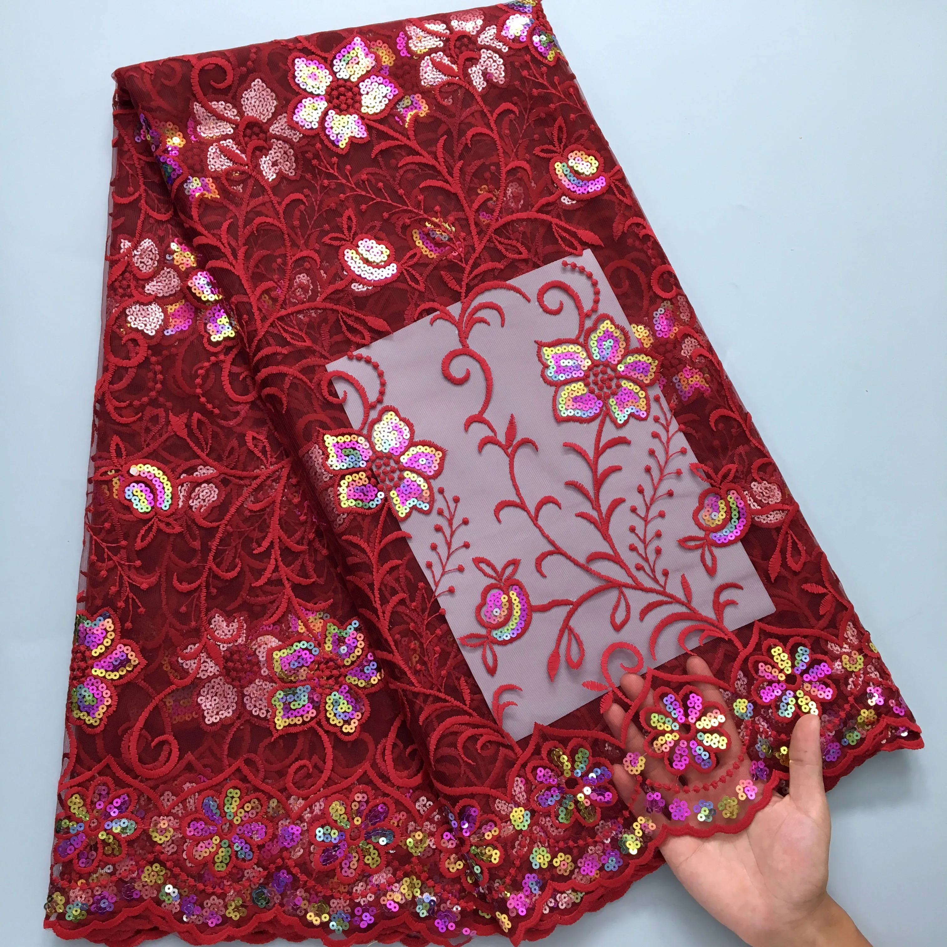 Wine Red African Sequins Lace Fabric High Quality 3D Embroidery Tulle Lace Nigerian French Net Lace For Sewing Wedding Dress
Wine Red African Sequins Lace Fabric High Quality 3D Embroidery Tulle Lace Nigerian French Net Lace For Sewing Wedding Dress