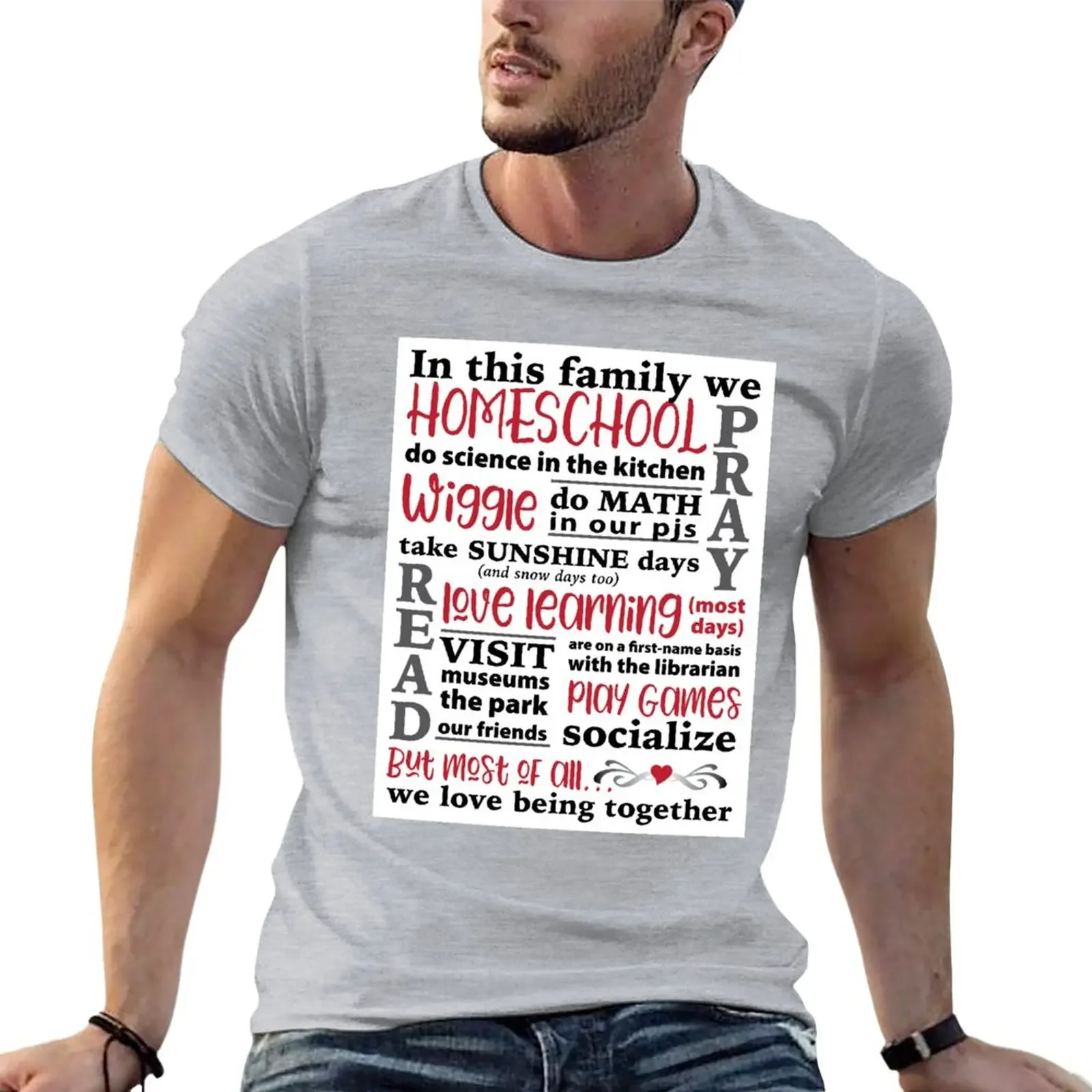 In This Family We Homeschool Word Art - Black/White/Red T-Shirt boys whites blanks cute clothes Men's t-shirts
In This Family We Homeschool Word Art - Black/White/Red T-Shirt boys whites blanks cute clothes Men's t-shirts