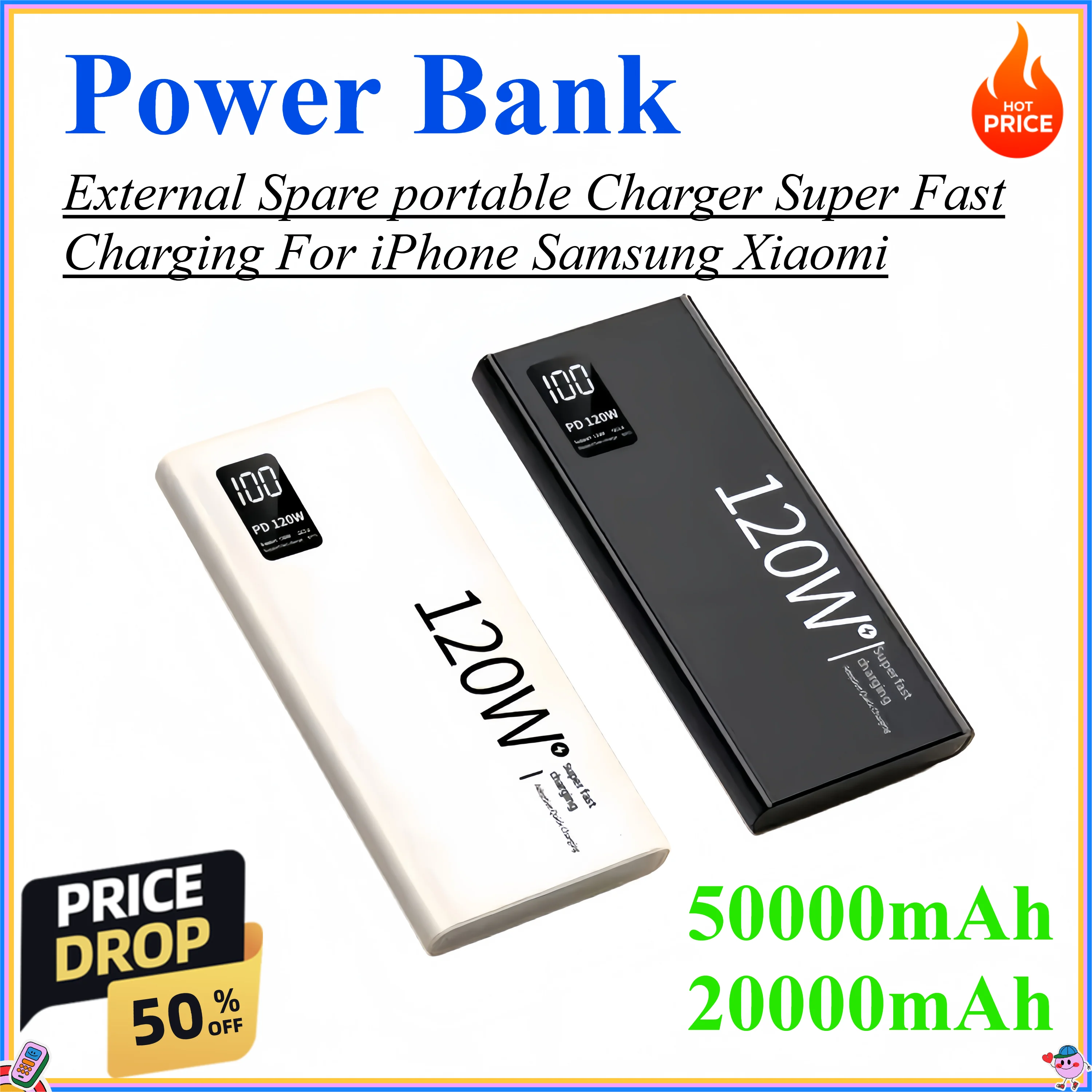 50000mAh 20000mAh For Xiaomi Powerbank External Spare Battery Portable Charger Super Fast Charging For iPhone Samsung Power Bank
50000mAh 20000mAh For Xiaomi Powerbank External Spare Battery Portable Charger Super Fast Charging For iPhone Samsung Power Bank