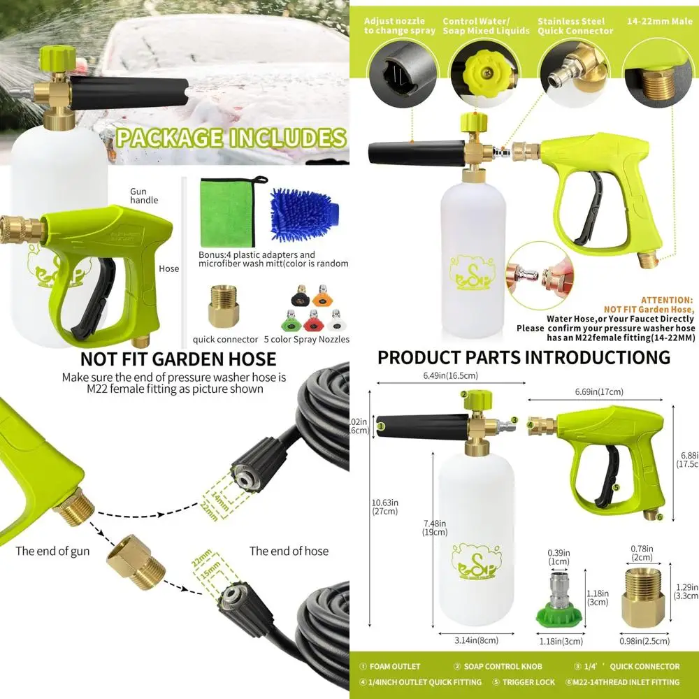 ESP Car Wash Foam Gun High Pressure Car Washer Household Water Gun Foam Generator Washing Blaster 5 Nozzle Tip M22 Adapter with
ESP Car Wash Foam Gun High Pressure Car Washer Household Water Gun Foam Generator Washing Blaster 5 Nozzle Tip M22 Adapter with