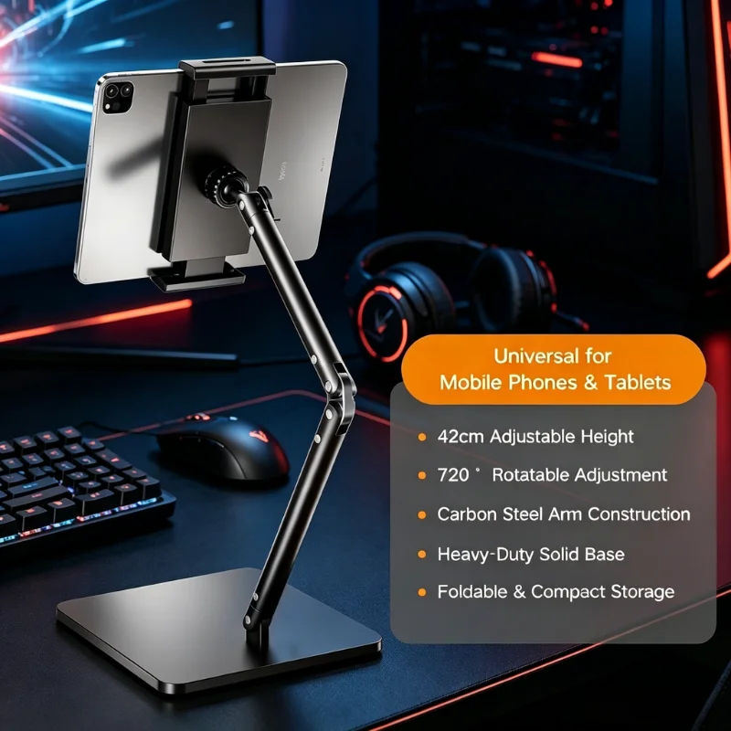 Multi-Angle Desktop Mount for Phone & Tablet - Adjustable Alloy Stand for Video Recording, Live Broadcast, Office, Learning &
Multi-Angle Desktop Mount for Phone & Tablet - Adjustable Alloy Stand for Video Recording, Live Broadcast, Office, Learning &