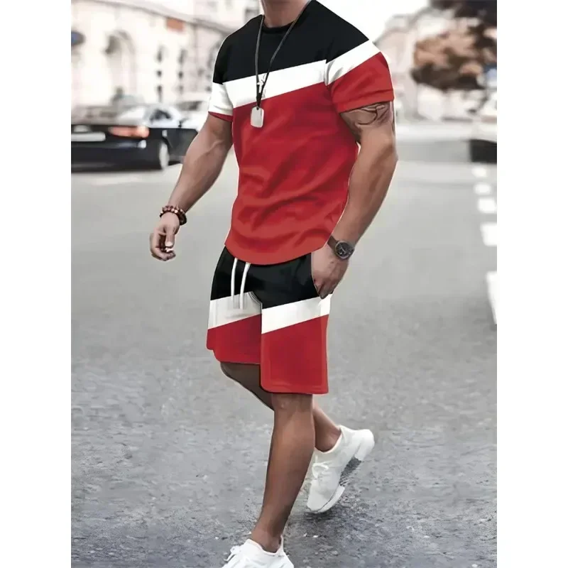 Summer Fashion Men's Patchwork Printed Short Sleeve Shorts Set Outdoor Sports Breathable Short Sleeve Elastic Drawstring Shorts
Summer Fashion Men's Patchwork Printed Short Sleeve Shorts Set Outdoor Sports Breathable Short Sleeve Elastic Drawstring Shorts