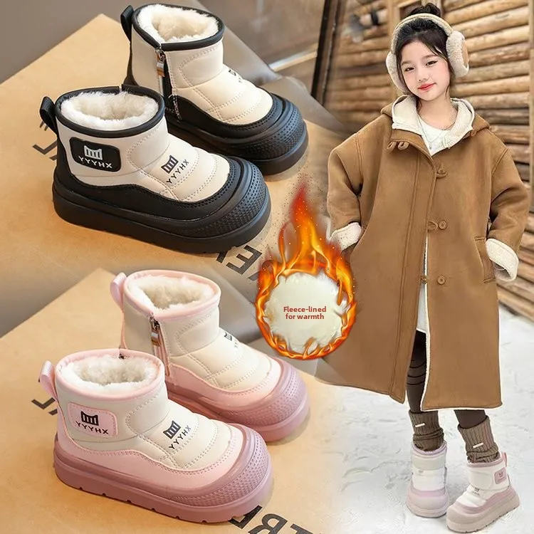PU Leather Snow Boots For Children Waterproof Thick Warm Girl's Plush Boots Faux Fur Winter Cotton Shoes For Teenager Kids
PU Leather Snow Boots For Children Waterproof Thick Warm Girl's Plush Boots Faux Fur Winter Cotton Shoes For Teenager Kids