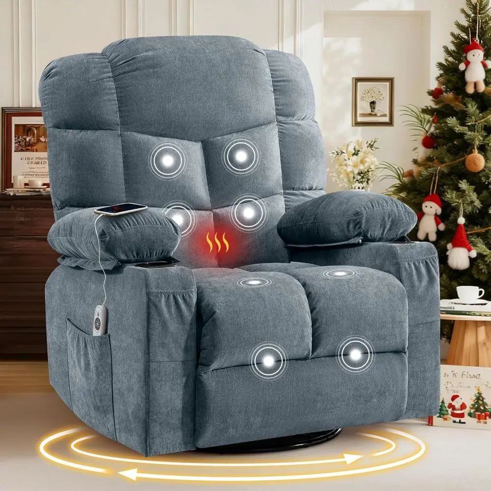 Large Oversized Swivel Massage Recliner Chair with Lumbar Heat and USB Port
Large Oversized Swivel Massage Recliner Chair with Lumbar Heat and USB Port