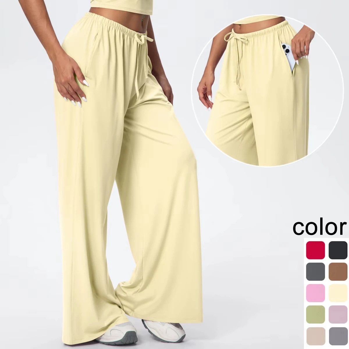Women Quick Drying Wide Leg Yoga Pants Loose Yoga Pants High Waist With Pockets Fitness Sport Gym Workout Drawstring Full Length
Women Quick Drying Wide Leg Yoga Pants Loose Yoga Pants High Waist With Pockets Fitness Sport Gym Workout Drawstring Full Length