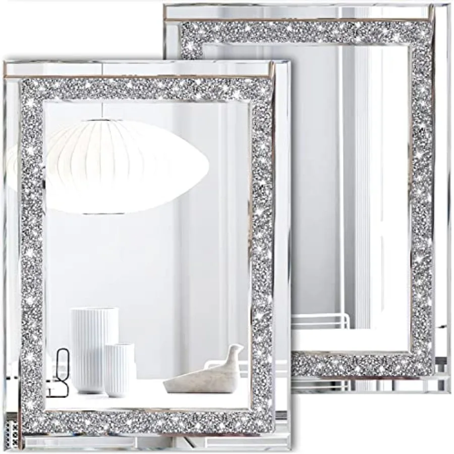 Зеркало Crystal Crush Diamond Silver Mirror 11'' x 15'' (2 шт.), безрамное, стильное, роскошное, с алмазным декором, изысканное стеклянное зеркало. для спальни Ба
Зеркало Crystal Crush Diamond Silver Mirror 11'' x 15'' (2 шт.), безрамное, стильное, роскошное, с алмазным декором, изысканное стеклянное зеркало. для спальни Ба