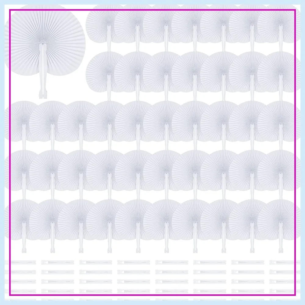 200 Pcs White Paper Party Fans, Round Folding Hand Fans with Handle for Wedding Birthday Party Decorations
200 Pcs White Paper Party Fans, Round Folding Hand Fans with Handle for Wedding Birthday Party Decorations