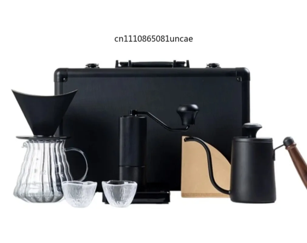 Hand Drip Coffee Set Gift Box Aluminum Case with Grinder Sharing Pot Portable Coffee Brewing Kit for Home Camping
Hand Drip Coffee Set Gift Box Aluminum Case with Grinder Sharing Pot Portable Coffee Brewing Kit for Home Camping
