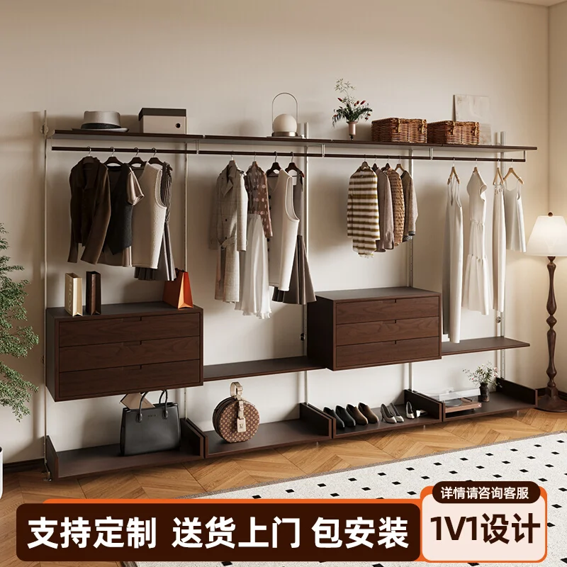 Open wardrobe solid wood coat rack bedroom floor combination storage rack clothing store full hanging hanger display rack
Open wardrobe solid wood coat rack bedroom floor combination storage rack clothing store full hanging hanger display rack