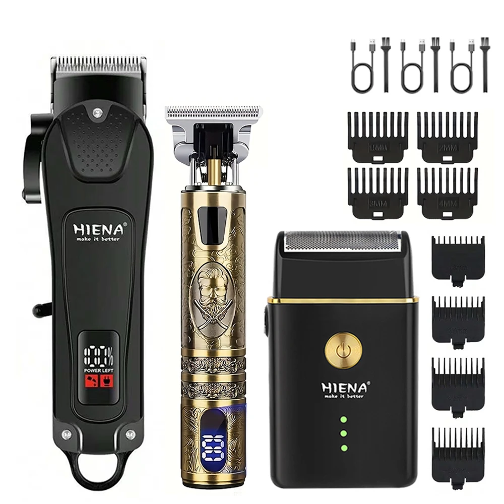 HIENA 3PCS Hair clipper kit Professional Set Cordless Barber Clippers with R-Type Adjustable Blade LED Display Hair Cutting Kit
HIENA 3PCS Hair clipper kit Professional Set Cordless Barber Clippers with R-Type Adjustable Blade LED Display Hair Cutting Kit