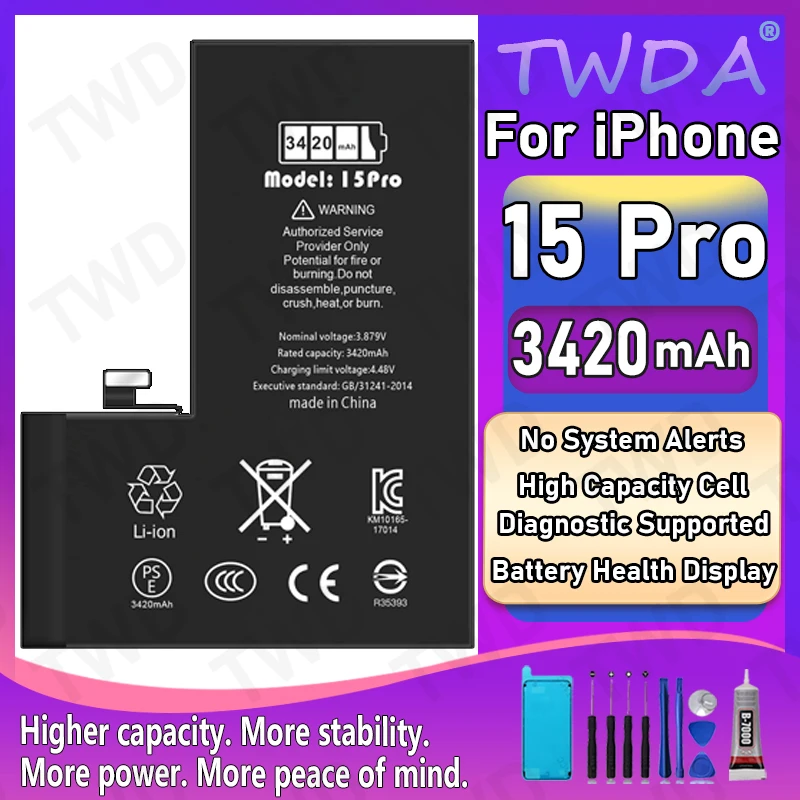 Диагностический аккумулятор 3420 мАч, подлинная часть, без всплывающего сообщения для iPhone 15 Pro, новая замена высокого качества + бесплатные инструменты
Диагностический аккумулятор 3420 мАч, подлинная часть, без всплывающего сообщения для iPhone 15 Pro, новая замена высокого качества + бесплатные инструменты