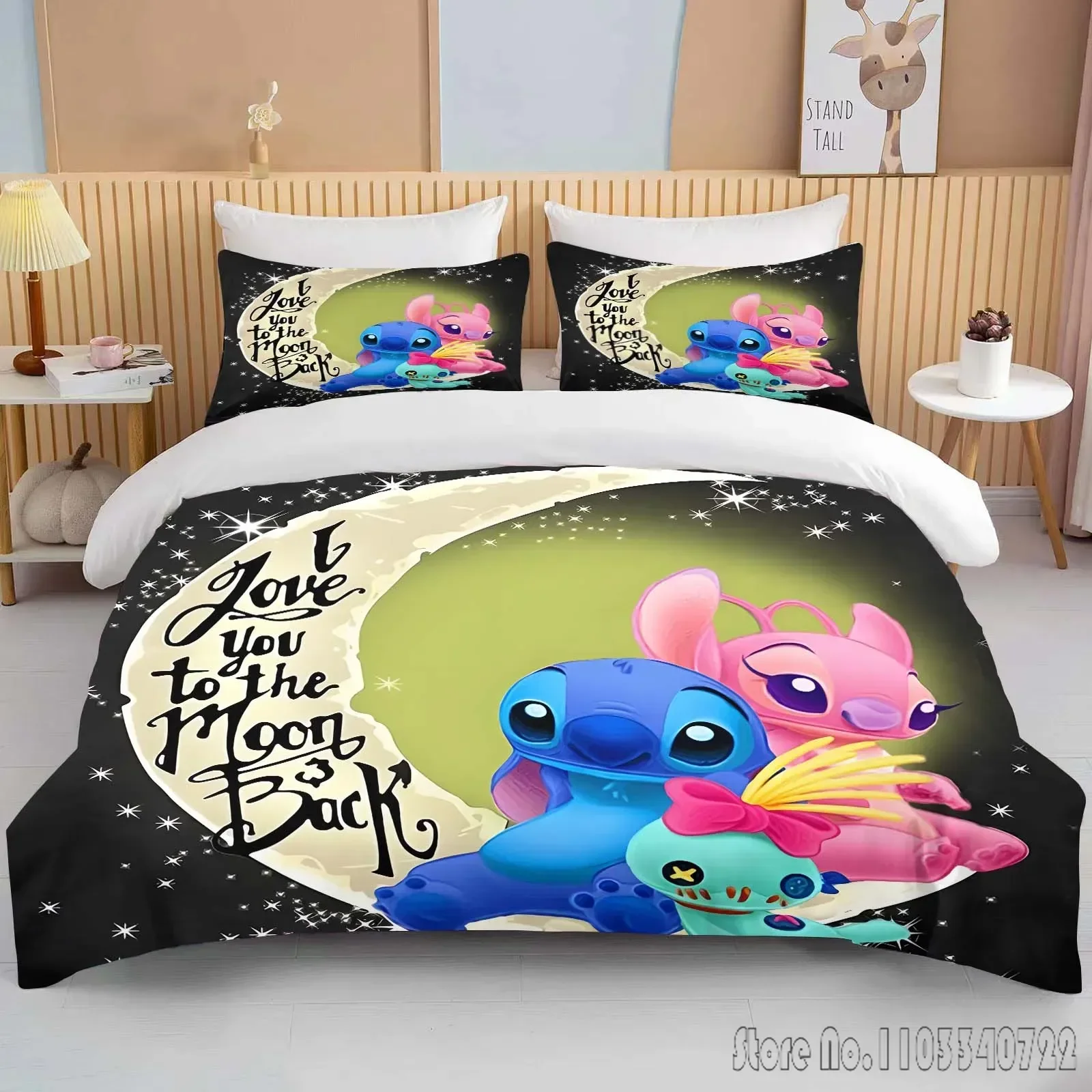 Cartoon Stitch Love Printed Bedding Set Duvet Cover 1 Duvet Cover 2 Pillowcases Adult and Children Bedding Set Luxury
Cartoon Stitch Love Printed Bedding Set Duvet Cover 1 Duvet Cover 2 Pillowcases Adult and Children Bedding Set Luxury