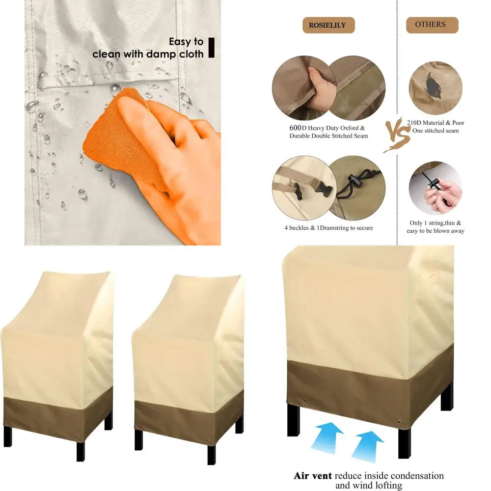 Водонепроницаемые штабелируемые чехлы для уличных стульев с высокой спинкой для патио, упаковка из 2 бежевых для тяжелых условий эксплуатации
Водонепроницаемые штабелируемые чехлы для уличных стульев с высокой спинкой для патио, упаковка из 2 бежевых для тяжелых условий эксплуатации