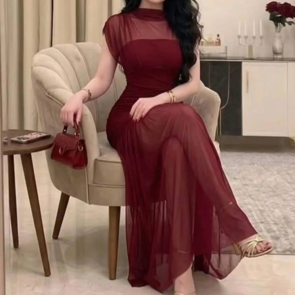 Simple Burgundy Prom Dresses Short Sleeve High Collar Chiffon A-line Ankle Length Evening Gowns Formal Party Dress Customized
Simple Burgundy Prom Dresses Short Sleeve High Collar Chiffon A-line Ankle Length Evening Gowns Formal Party Dress Customized