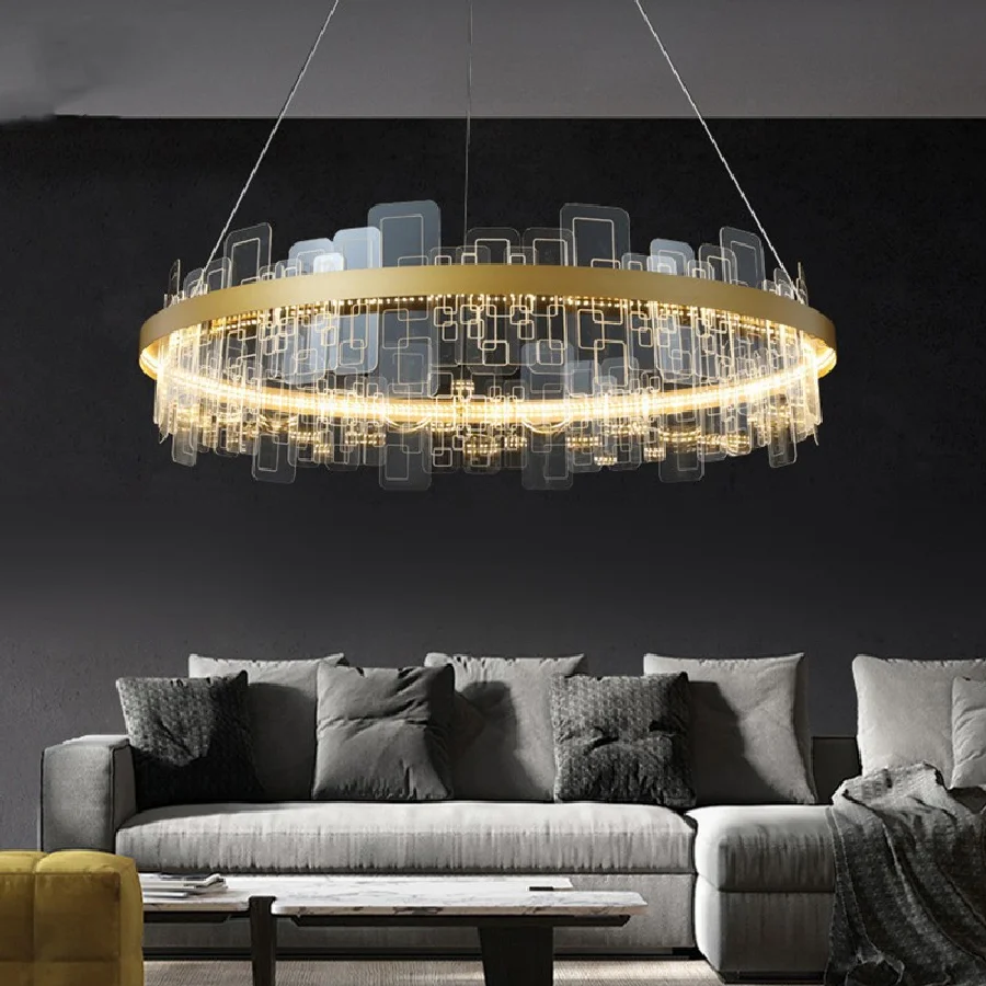 Nordic atmosphere fashion round chandelier modern light luxury dining room living room chandelier design creative acrylic lamp
Nordic atmosphere fashion round chandelier modern light luxury dining room living room chandelier design creative acrylic lamp