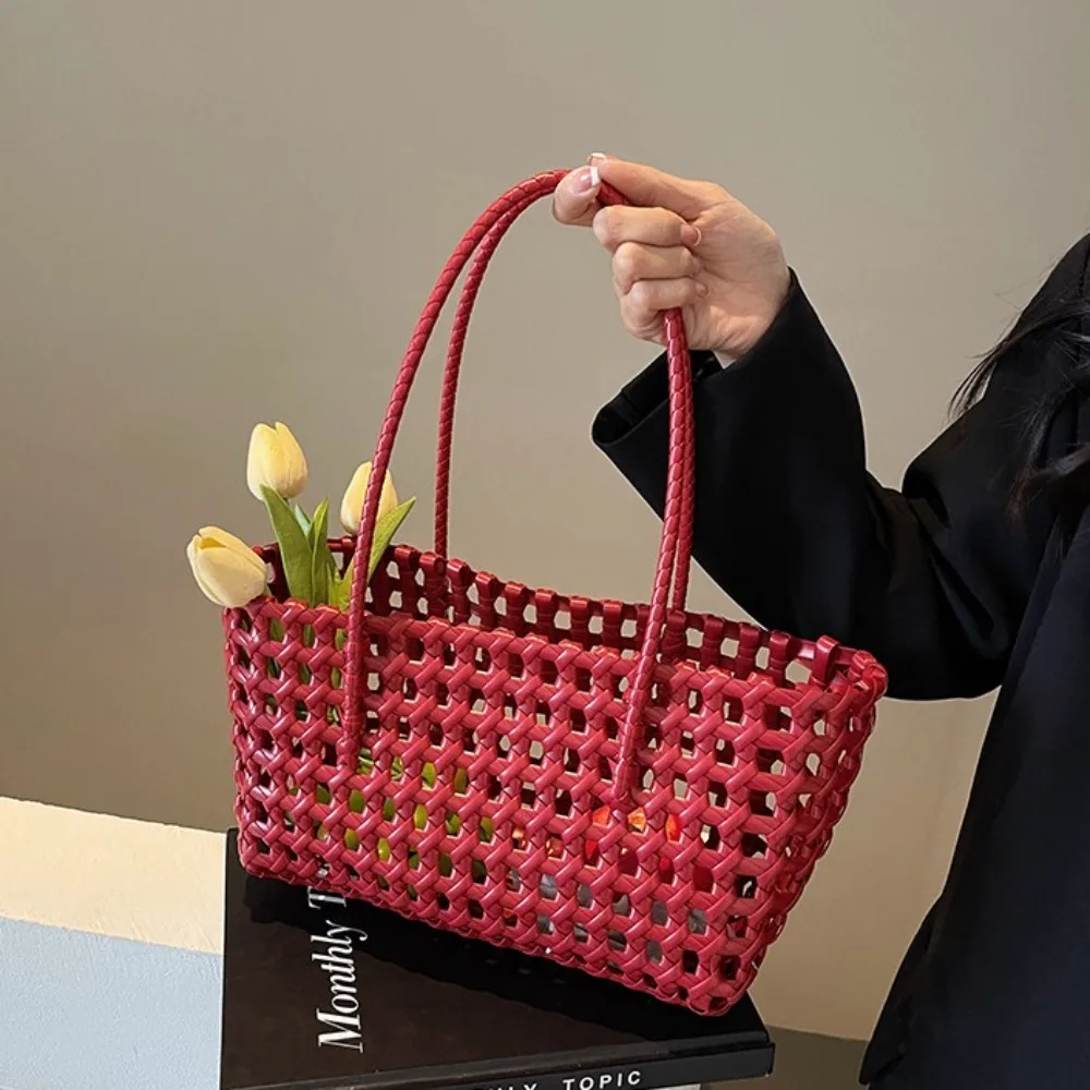 Women's PVC Candy Color Woven Handbag Causal Tote Bags Fashion Large Capacity Vegetable Basket Bag Plastic Hnadle Beach Bag
Women's PVC Candy Color Woven Handbag Causal Tote Bags Fashion Large Capacity Vegetable Basket Bag Plastic Hnadle Beach Bag