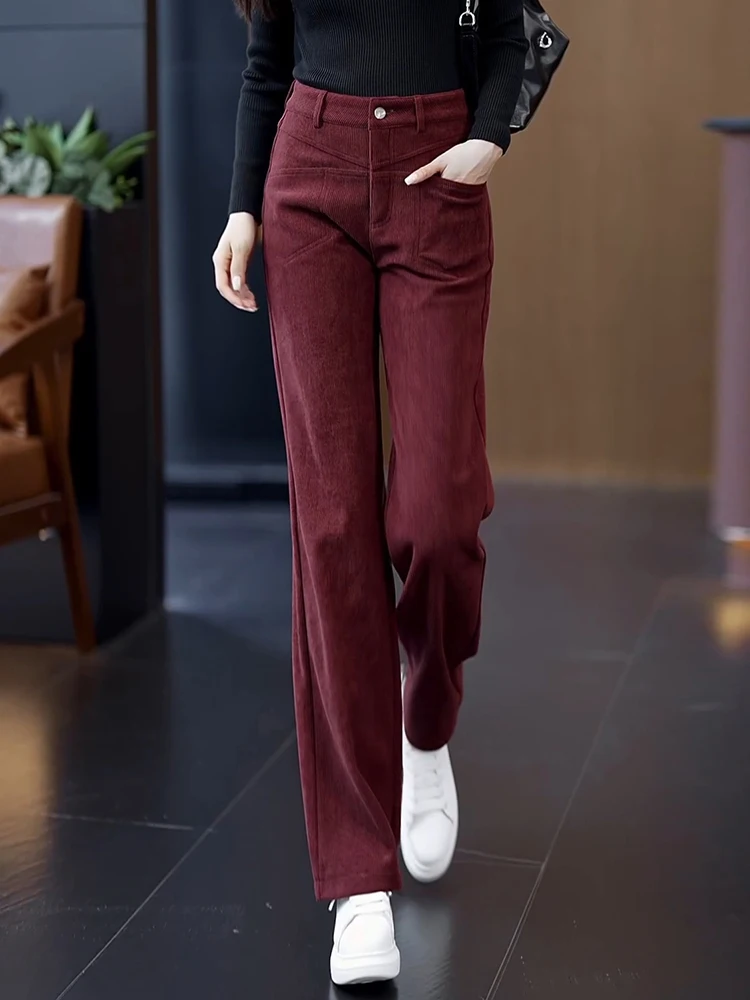 High Waist Fleece Lined Corduroy Straight Leg Pants Women's Autumn Winter Casual Slim Wide Leg Trousers Comfortable Breathable
High Waist Fleece Lined Corduroy Straight Leg Pants Women's Autumn Winter Casual Slim Wide Leg Trousers Comfortable Breathable