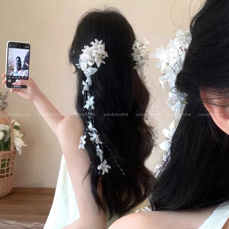 New Chinese Style Super Fairy Atmosphere Flower Tassel Hair Clip Women Light Luxury High-end Feeling Niche Side Clip Accessories
New Chinese Style Super Fairy Atmosphere Flower Tassel Hair Clip Women Light Luxury High-end Feeling Niche Side Clip Accessories