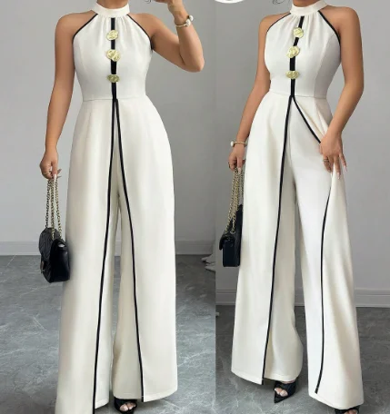 Women's Jumpsuit 2026 Spring Summer New Fashion Solid Color Mock Neck Sleeveless High Waist Casual Wide Leg Jumpsuit
Women's Jumpsuit 2026 Spring Summer New Fashion Solid Color Mock Neck Sleeveless High Waist Casual Wide Leg Jumpsuit