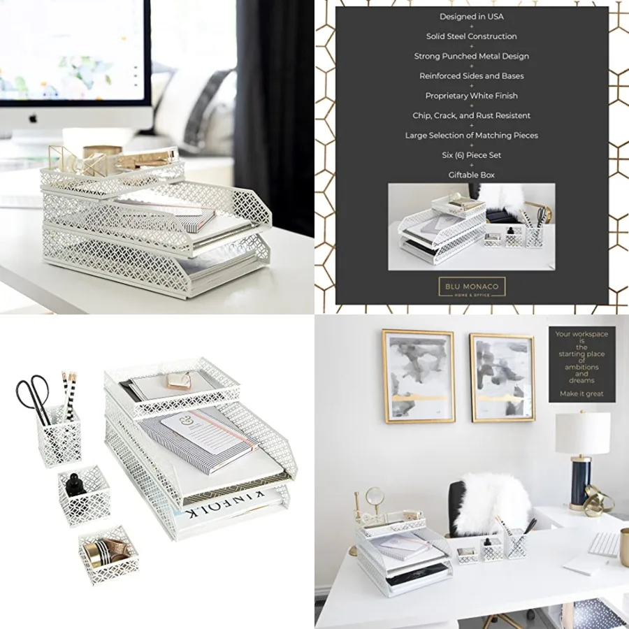Desk Organizer Set 6 Pcs Metal Desk Organizer with Pen Cup, Accessory Trays, and Letter Trays Desk Organizers and Accessories f
Desk Organizer Set 6 Pcs Metal Desk Organizer with Pen Cup, Accessory Trays, and Letter Trays Desk Organizers and Accessories f