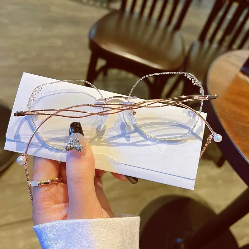 Women's Eyewear Customization Rimless Fashion Glasses Pearl Myopia Hyperopia Prescription Optical Frames Customized Correction
Women's Eyewear Customization Rimless Fashion Glasses Pearl Myopia Hyperopia Prescription Optical Frames Customized Correction