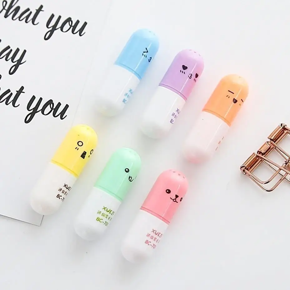6pcs /Pack Cute Pill Mini Highlighter Marker Drawing Pen School Office Supply Kids Student Stationery
6pcs /Pack Cute Pill Mini Highlighter Marker Drawing Pen School Office Supply Kids Student Stationery
