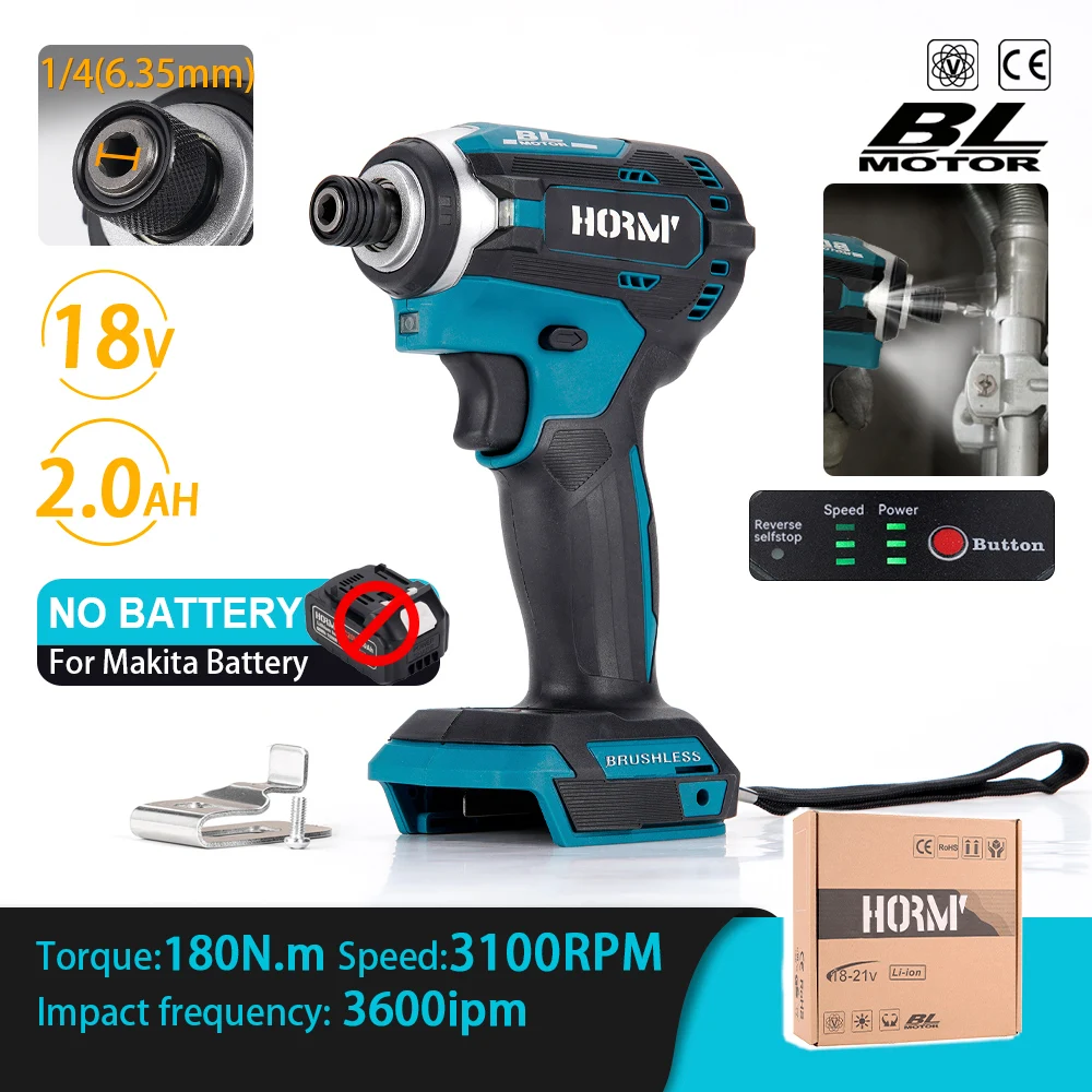 18V Brushless Electric Screwdriver Cordless Impact Wrench 1/4 inch 3 Speed Drill Driver LED Power Tool For Makita Battery 180N.m
18V Brushless Electric Screwdriver Cordless Impact Wrench 1/4 inch 3 Speed Drill Driver LED Power Tool For Makita Battery 180N.m