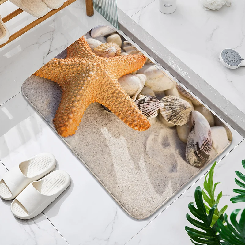 1 piece of beach starfish printed non-slip bathroom floor mat, absorbent kitchen floor carpet, home and bedroom living room deco
1 piece of beach starfish printed non-slip bathroom floor mat, absorbent kitchen floor carpet, home and bedroom living room deco