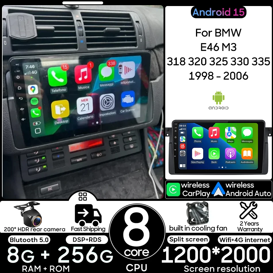Android 15 для BMW E46 M3 318 320 325 330 335 1998-2006 Автомобильный мультимедийный видео-радиоплеер GPS-навигация CarPlay Auto без 2din
Android 15 для BMW E46 M3 318 320 325 330 335 1998-2006 Автомобильный мультимедийный видео-радиоплеер GPS-навигация CarPlay Auto без 2din