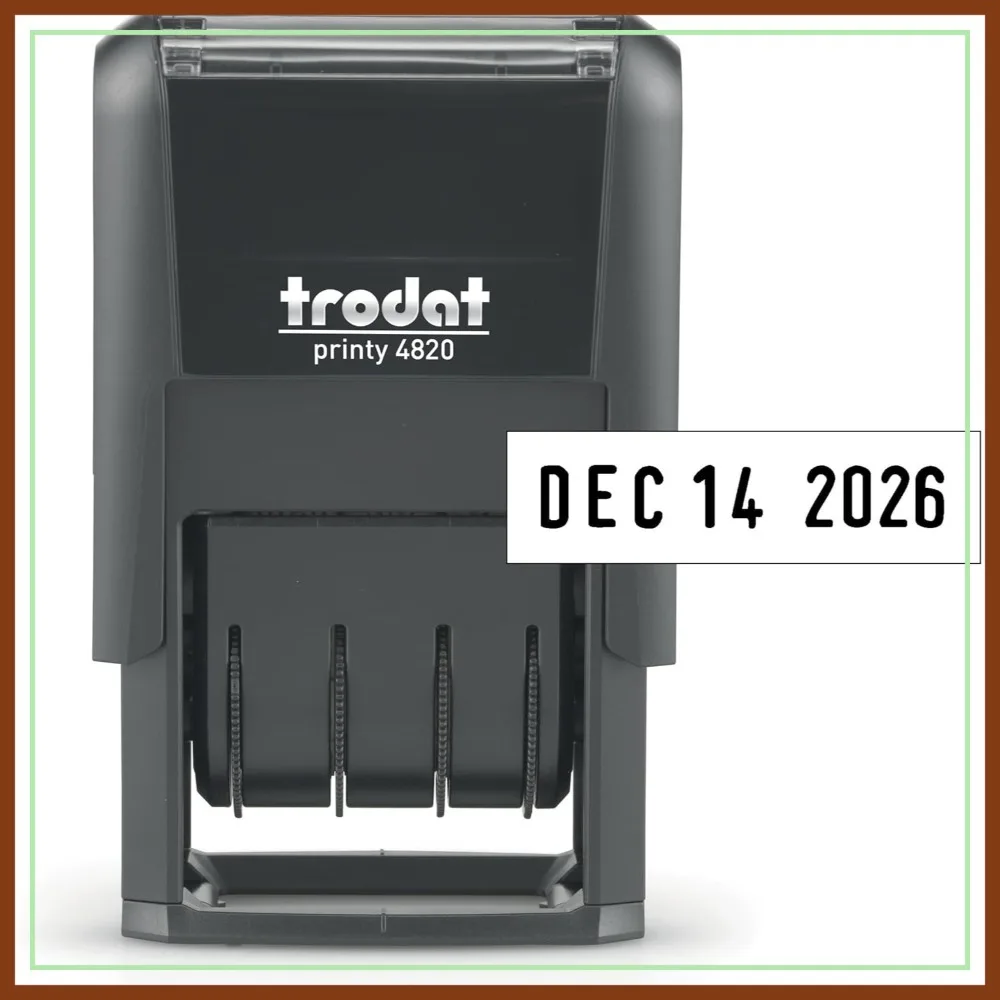 Self-Inking Date Stamp, 3/8” x 1-¼”, CO2 Compensated, Black, for Office, Classroom & Personal Use
Self-Inking Date Stamp, 3/8” x 1-¼”, CO2 Compensated, Black, for Office, Classroom & Personal Use