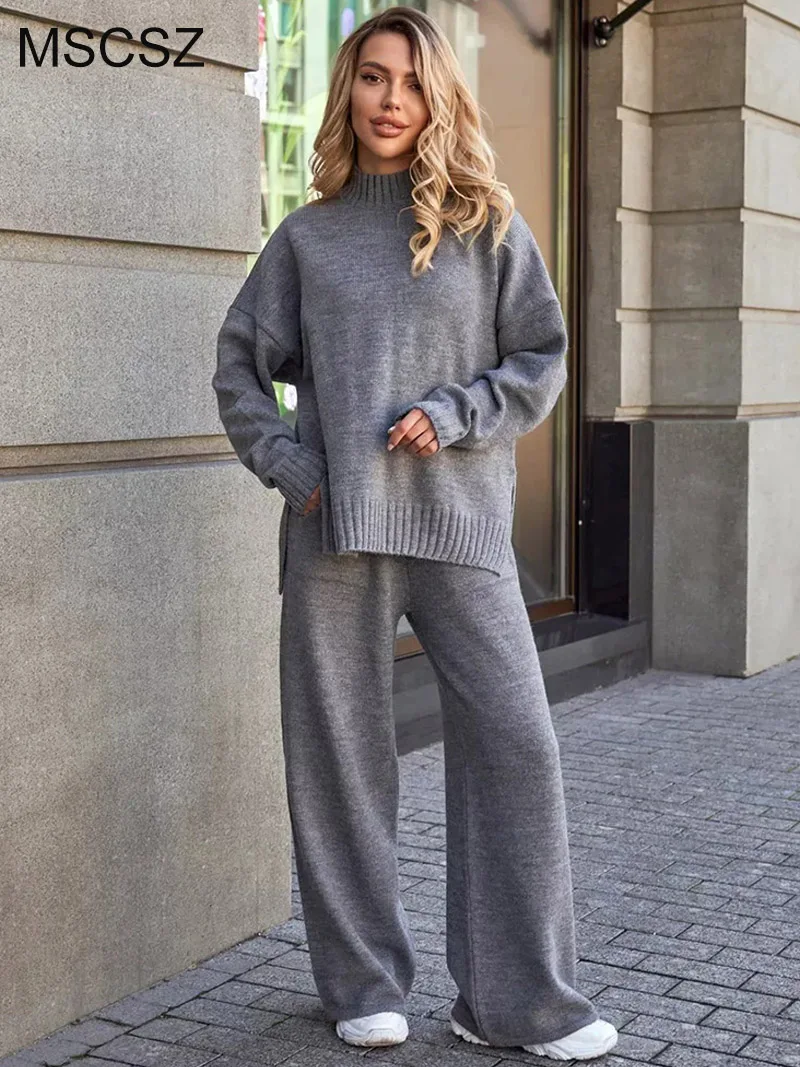 MSCSZ Knitted Sweater and Pants Set Woman 2 Piece Autumn Winter Outfit Turtleneck Oversized Sweater Sets Wide Trousers Sets
MSCSZ Knitted Sweater and Pants Set Woman 2 Piece Autumn Winter Outfit Turtleneck Oversized Sweater Sets Wide Trousers Sets